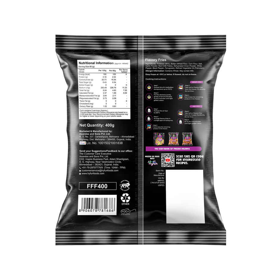 HyFun Flavory Fries | Chilli & Herbs, Air Fryer Friendly | Frozen