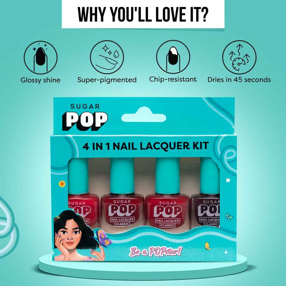 SUGAR POP 4 in 1 Nail Lacquer Kit- 02 Rouge Canvas