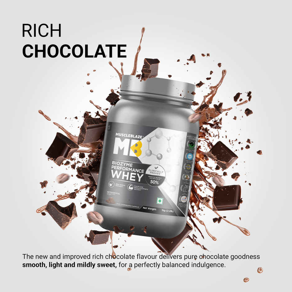 MuscleBlaze Biozyme Performance Whey Protein Powder (Rich Chocolate)