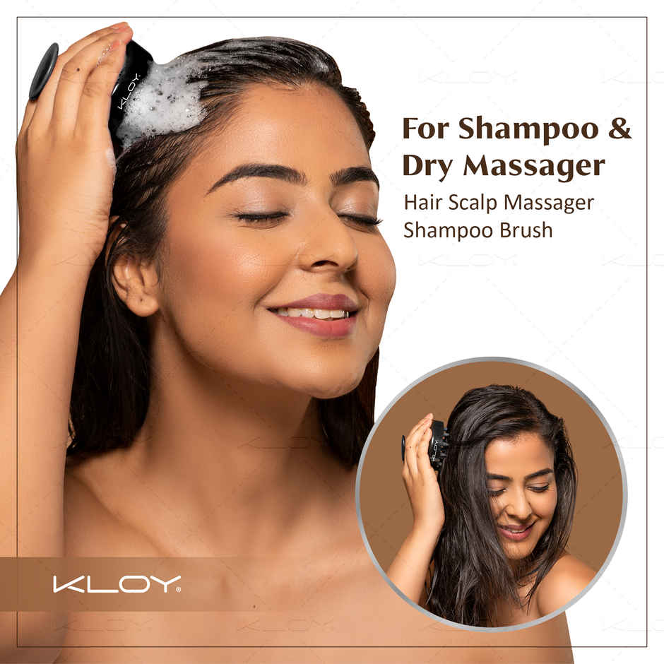 Kloy Round Hair Scalp Massager Shampoo Brush | Anti-Dandruff | Black