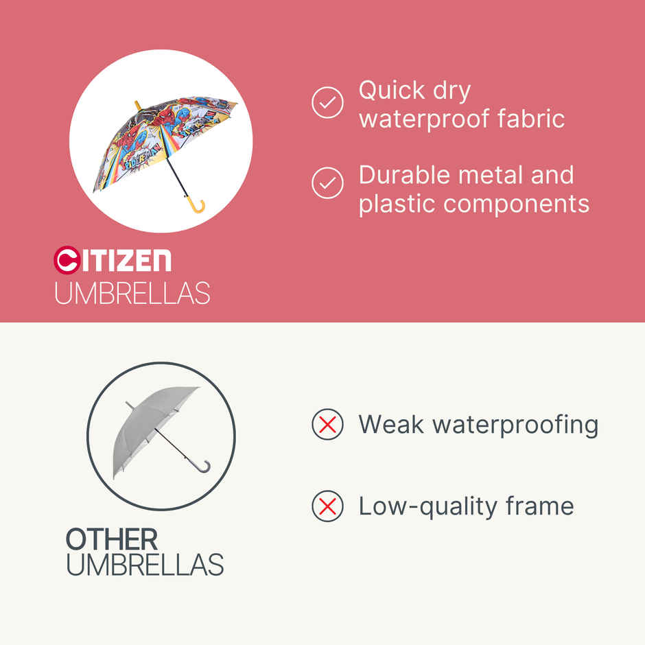 Citizen Kids School Umbrella | 2 Fold | 19 Inch | Spiderman Printed