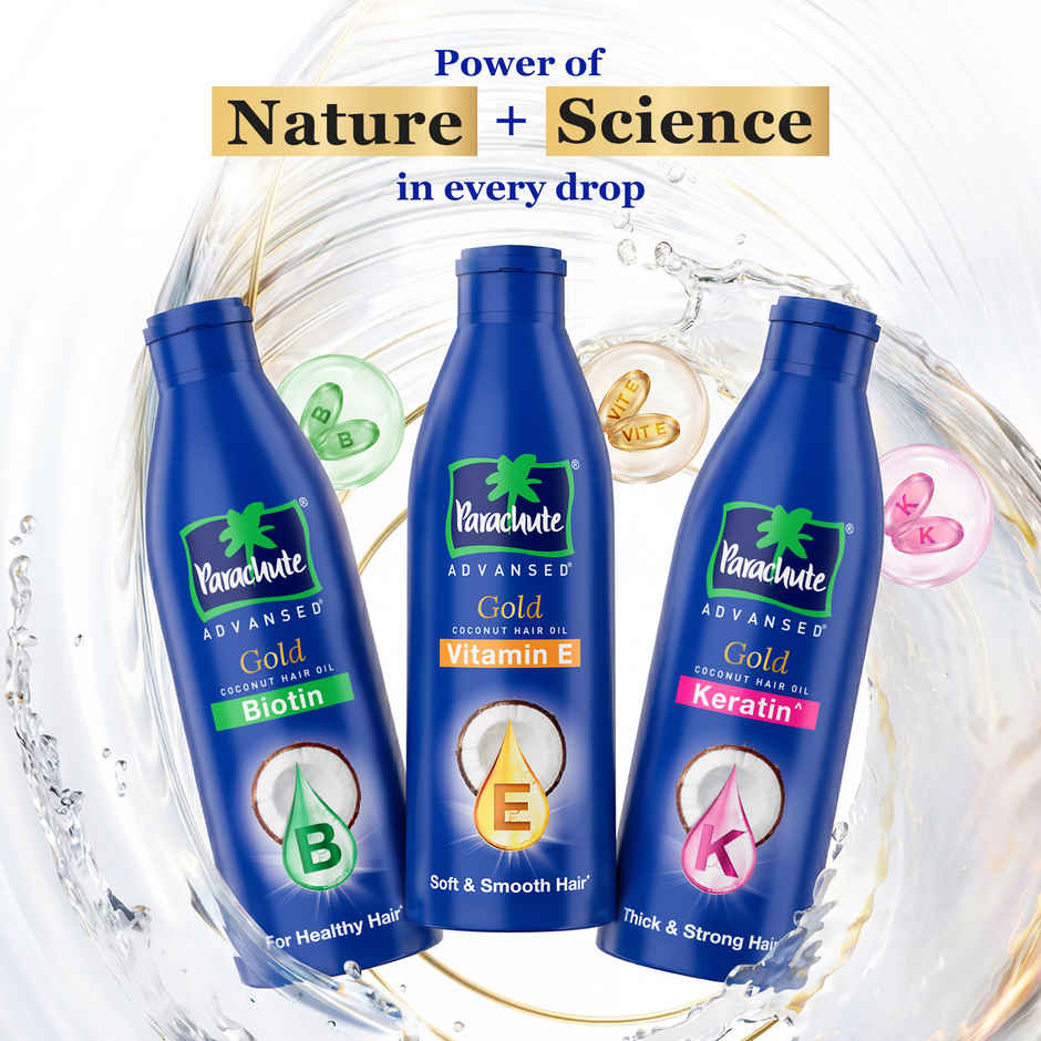 Parachute Advansed Gold Vitamin E Coconut Hair Oil| Long & Soft Hair| No Paraben & Silicones
