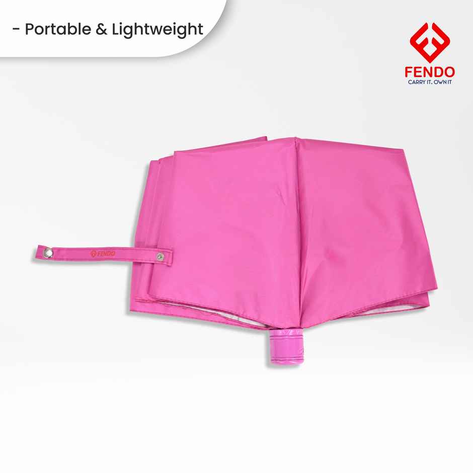 Fendo Aura Hand Open Sun & Rainproof Regular Umbrella For Men & Women | Rani Pink | 21.5 Inch | 3 Fold
