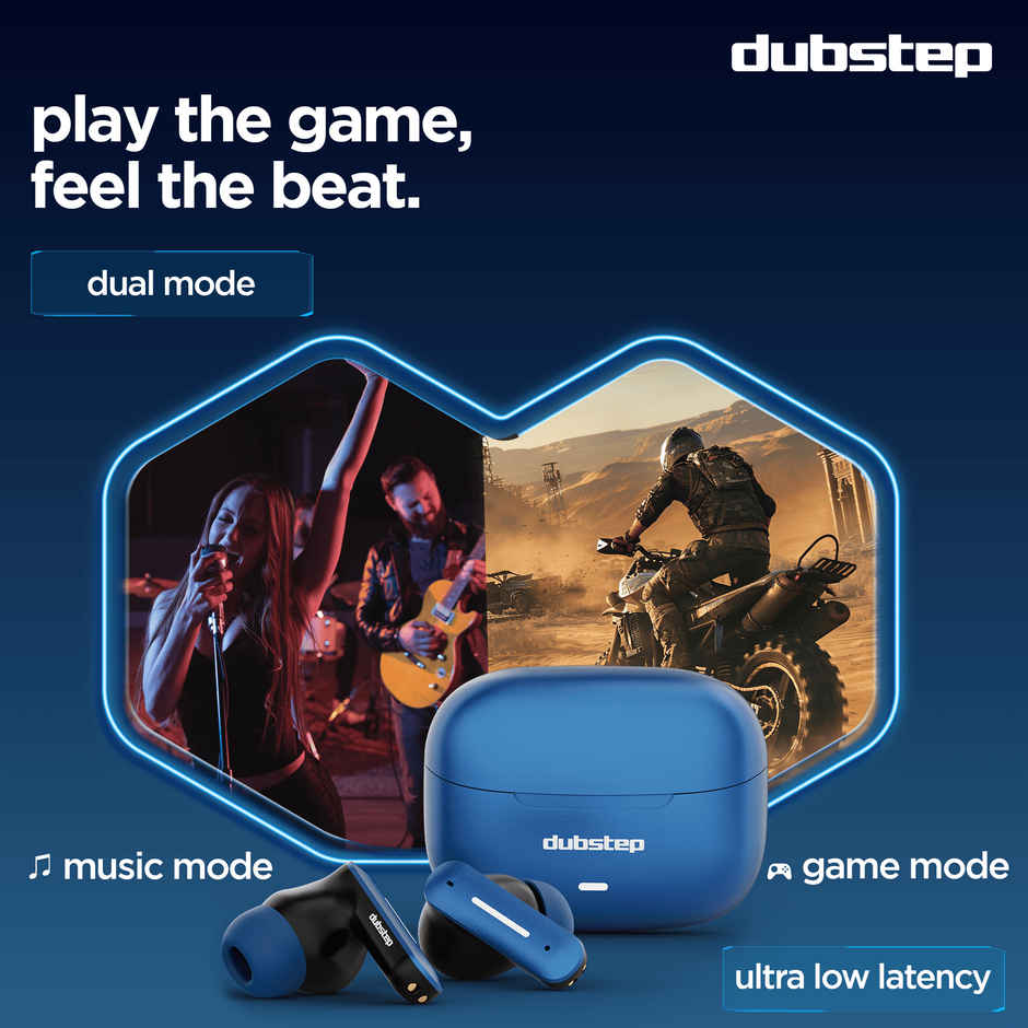 Dubstep Buzz X6 TWS Earbuds Upto 54hrs Playtime|13mm Neodymium Driver| XBass Technology|TWS Ear Buds Wireless Earphones with mic - Blue