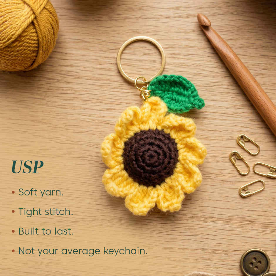 Kyari Handmade Crochet Sunflower Keychain