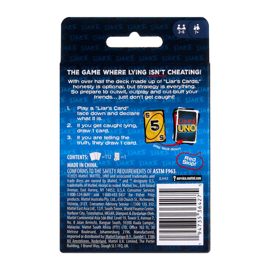 Mattel Games Liars UNO Card Game