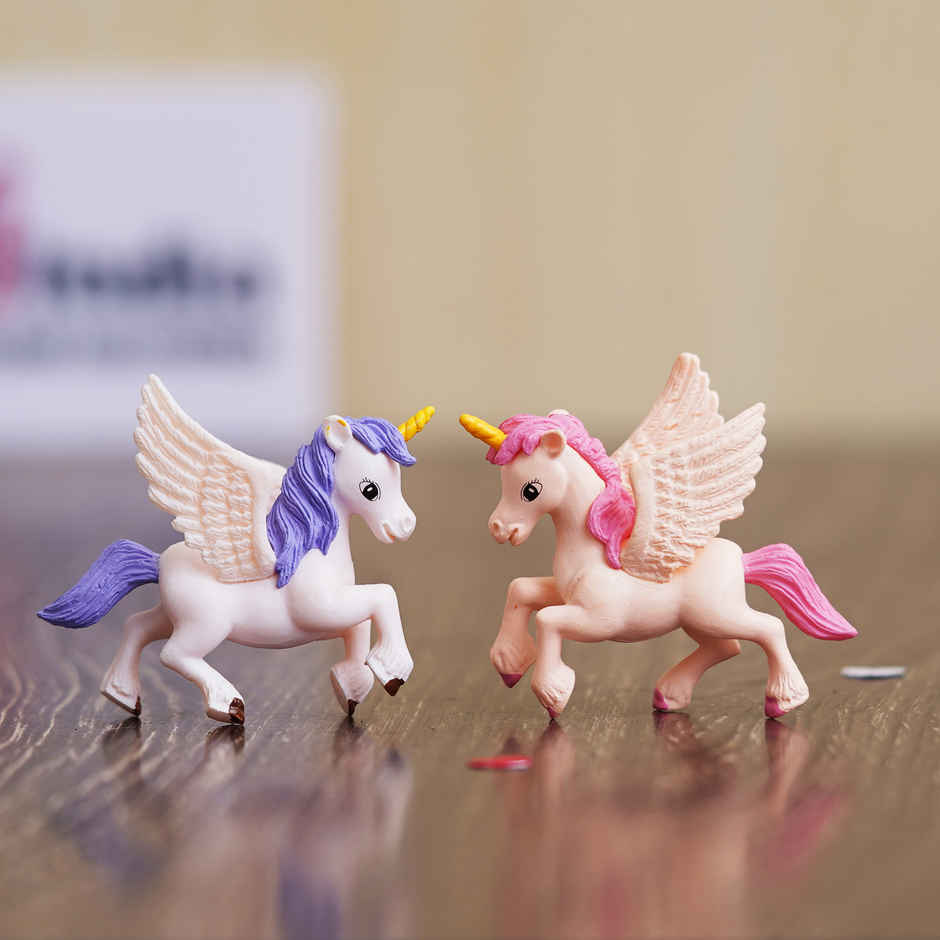 Miniature Unicorn Horse Statues | Animal Figurines Showpiece | Set of 2 | EcraftIndia