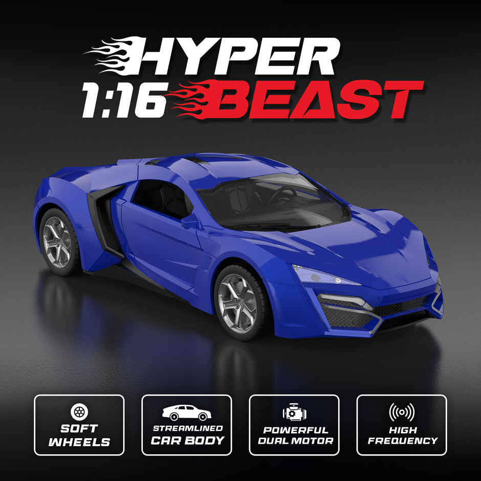 SEEDO Remote Control Car 1:16 , 2.4 GHz, USB Rechargeable, Fast Speed Hyper Beast Car | Blue
