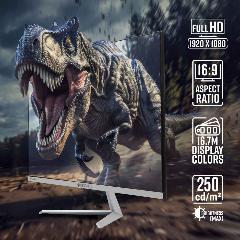 Zebronics A24 FHD LED 24" Monitor | 1920x1080 | 240 Nits | HDMI & VGA | Speakers | Slim Bezel