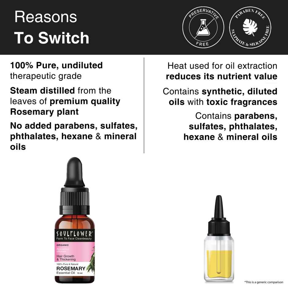 Soulflower Pure And Natural Rosemary Lavender Healthy Hair Oil(120ml) & Soulflower Rosemary Essential Oil(15ml) Combo