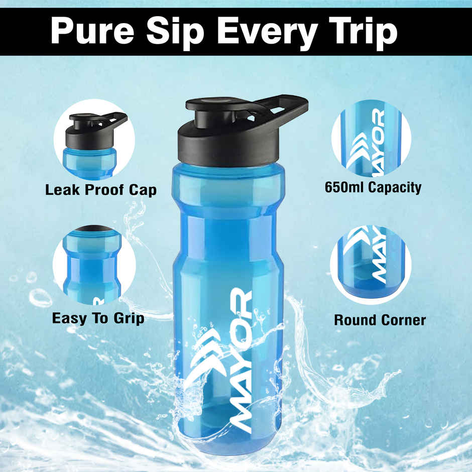 Mayor Shaker Bottle | BPA Free | Gym and Sports Bottle | Blue - 650 ml