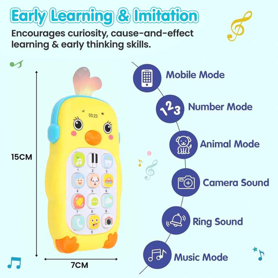 Kidology Toy Phone For Baby Mobile Phone Musical Sound Toy For Kids | Yellow