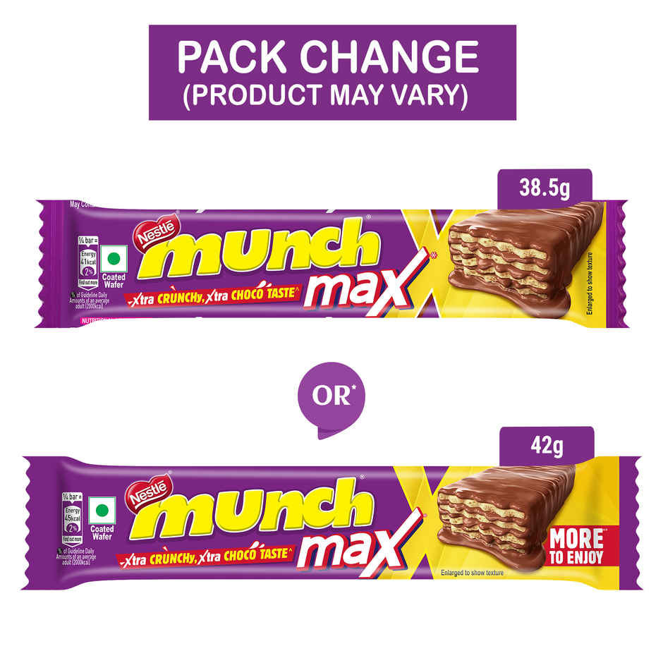 Nestle MUNCH MAX, Choco Coated Crunchy Wafer Chocolate Bar