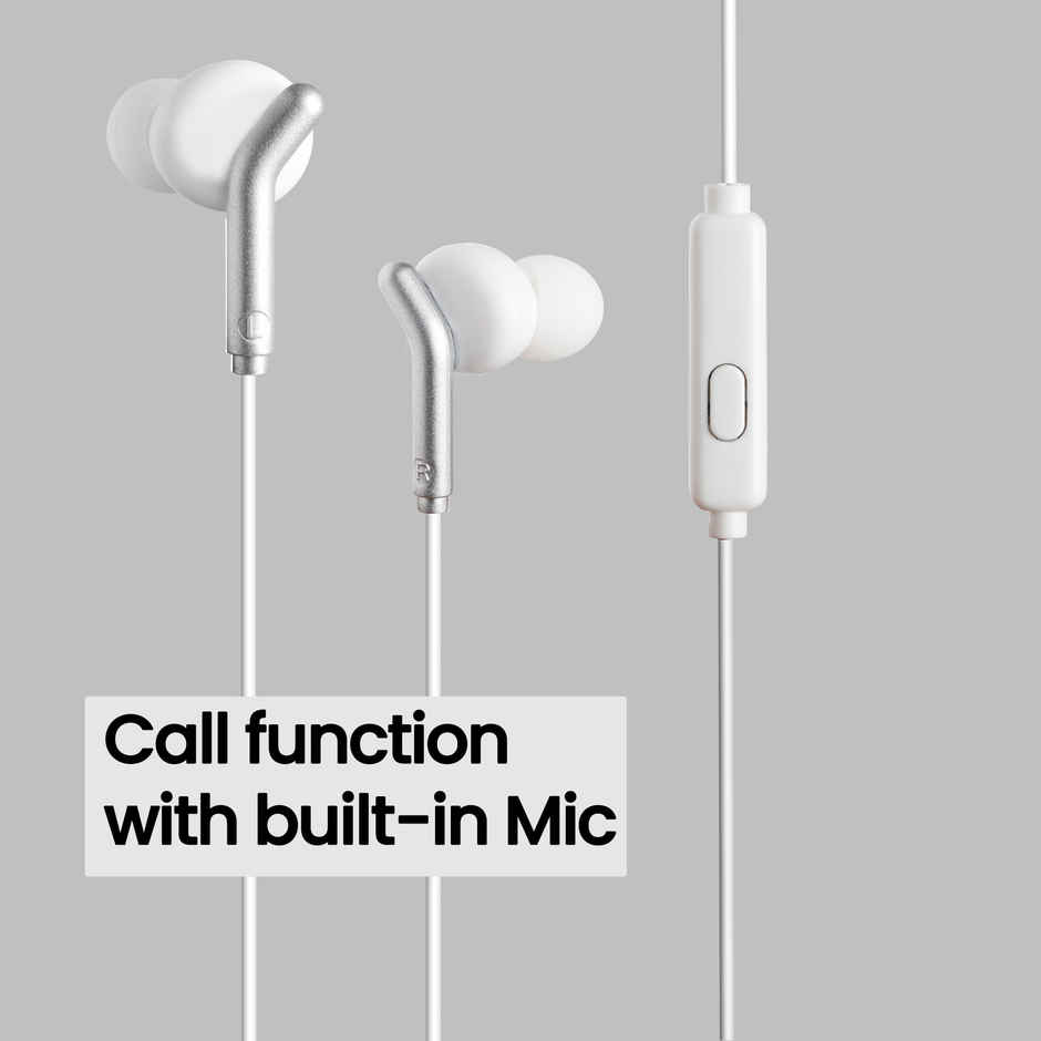 Zebronics Bro Wired Earphones with Mic, 3.5mm Audio Jack, 10mm Drivers, Phone/Tablet(White)