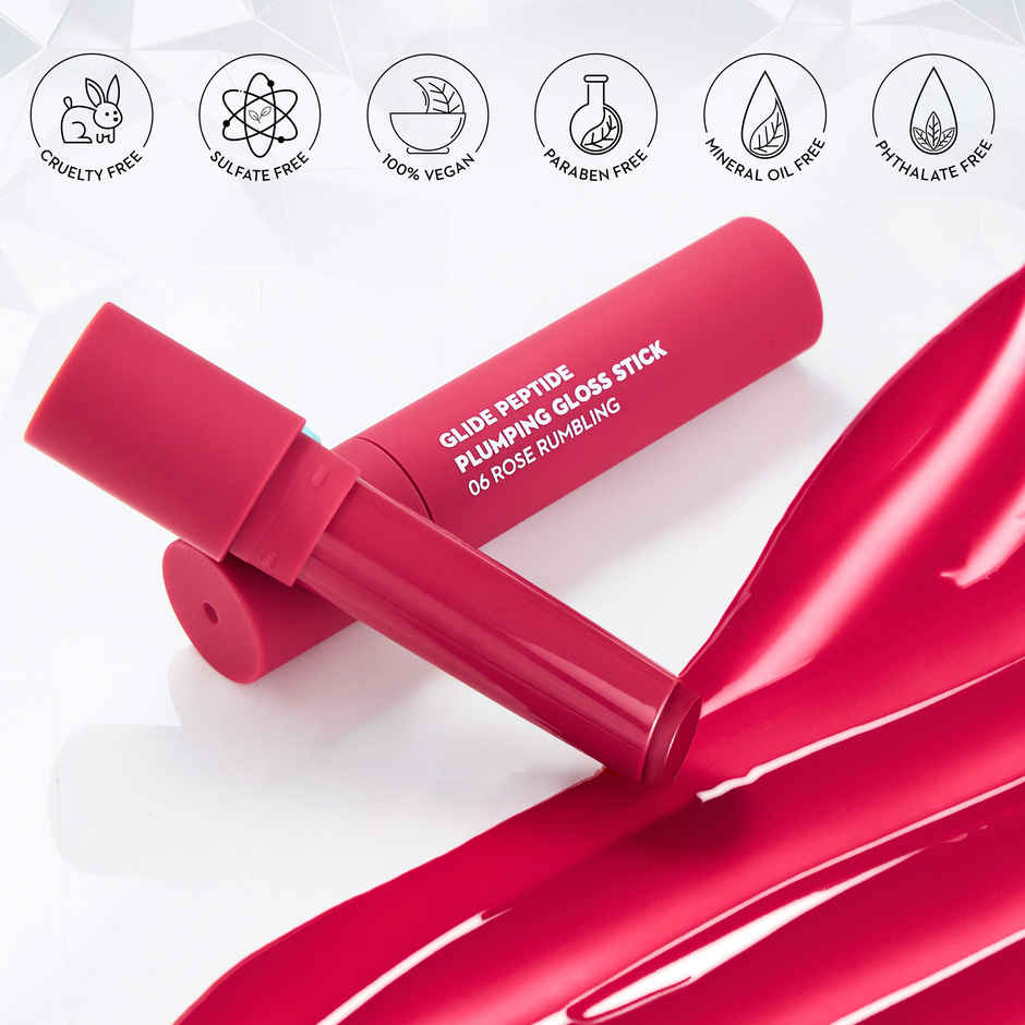 SUGAR Cosmetics Glide Peptide Plumping Gloss Stick|01 Peach Ping
