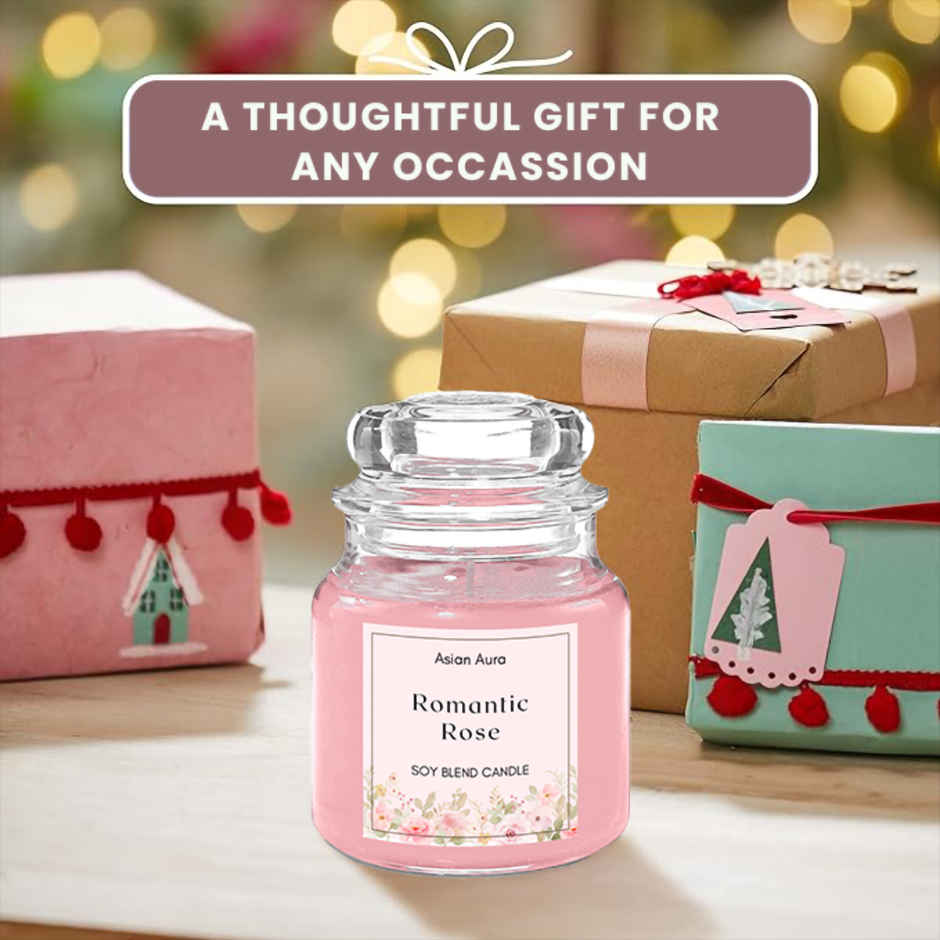 Scented Jar Candle | Romantic Rose | Fragranced 70G Wax | Asian Aura