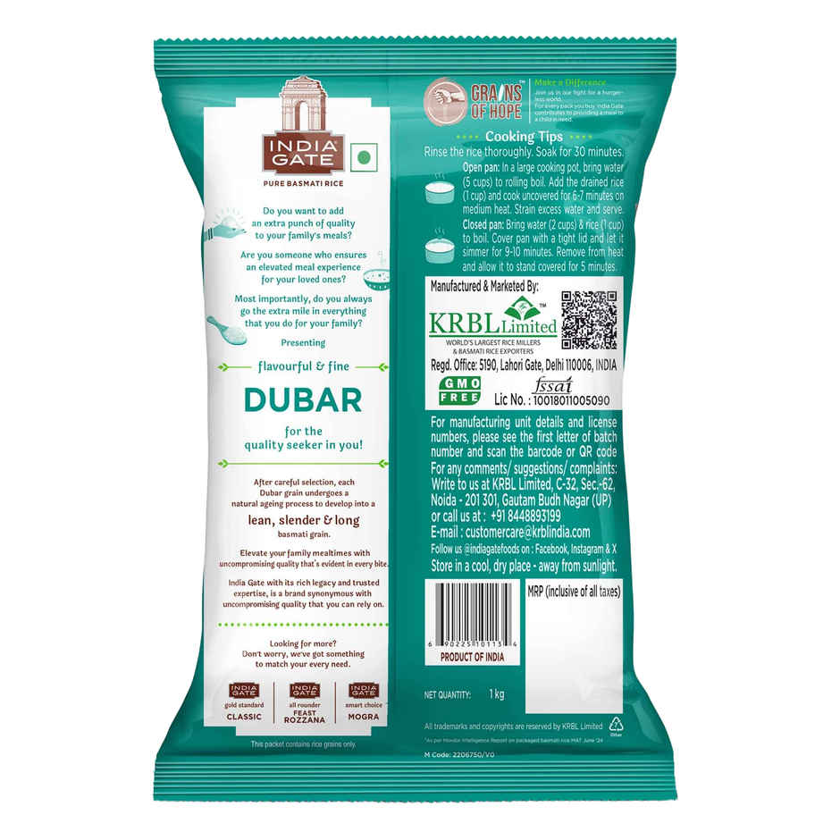 India Gate Dubar Basmati Rice | Long Slender Grains