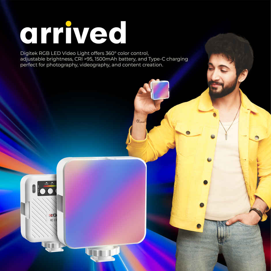 Digitek D6W RGB Mini LED Light ,| 3000, 6000K | HSI | FX Modes | USB-C | 2h Battery