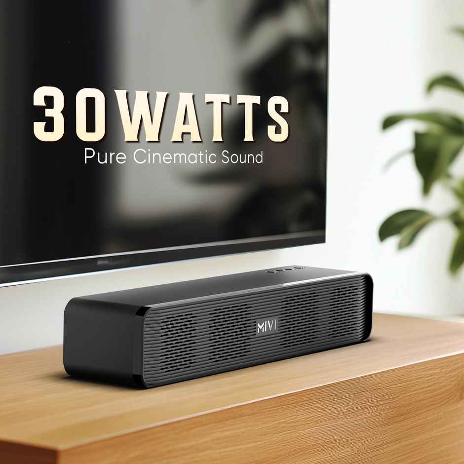 Mivi Fort H30 | 4000 mAh | 6H Playtime | BT v5.1 | 30W Bluetooth Soundbar | Black | 2.0 Channel