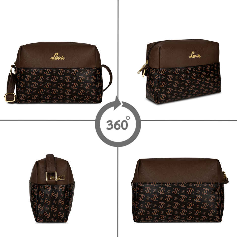 Lavie Women's Mono Ll Senna Box Crossbody Sling Bag | Ladies Purse Handbag | Brown