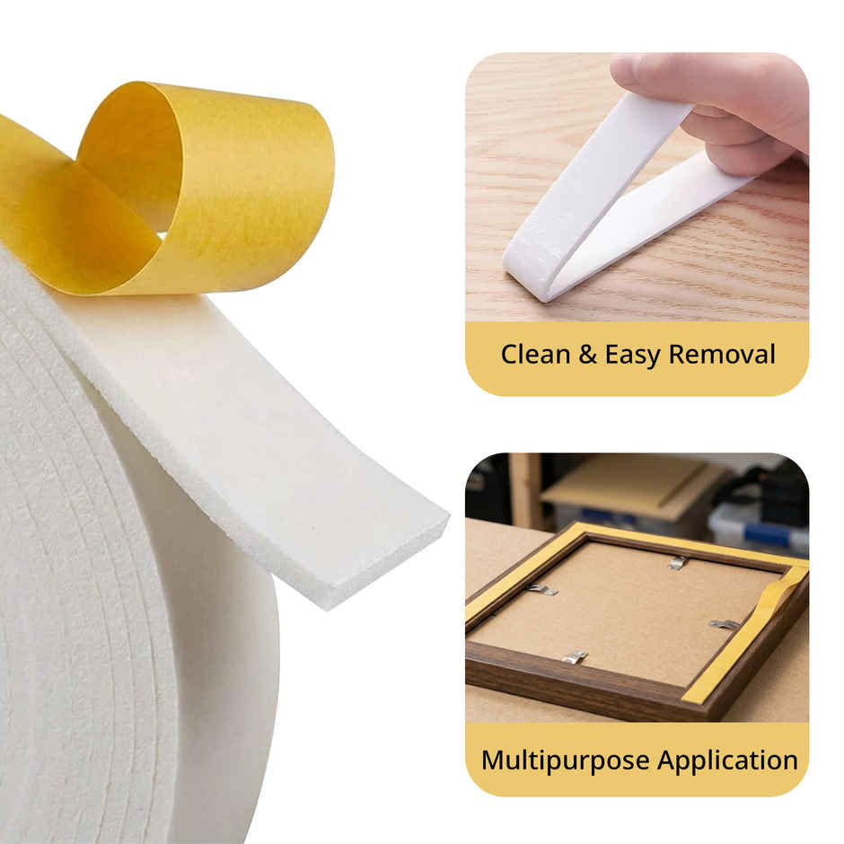 Ondesk Essentials 2Mm Double Sided Foam Tape 1Inch X 10 Mtr