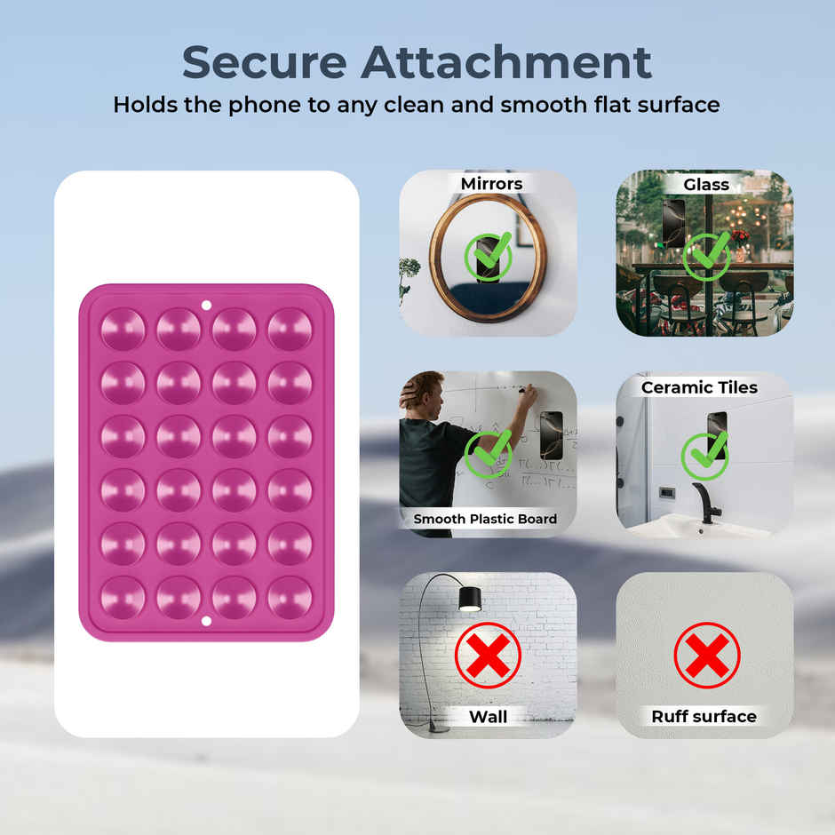 Artistque Silicone Suction Phone Case | Hands-Free Holder | Mirror & Shower | Dark Pink