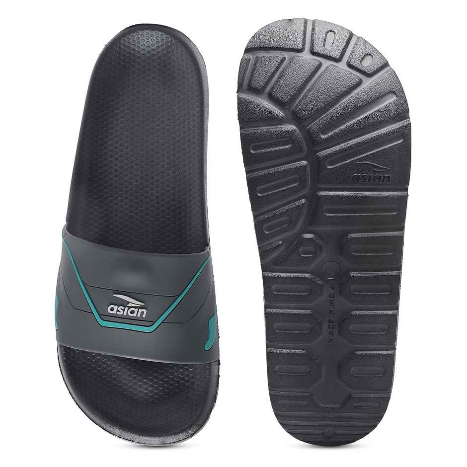 Asian Slider-31 Men Slides Grey-Firozi (Size-10)