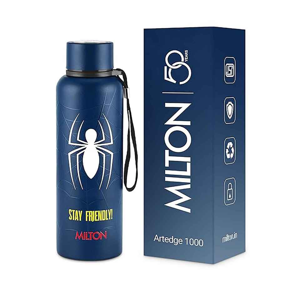 Milton Marvel Artedge Thermosteel Bottle | 1000 ml | Dark Blue | Spider-Man