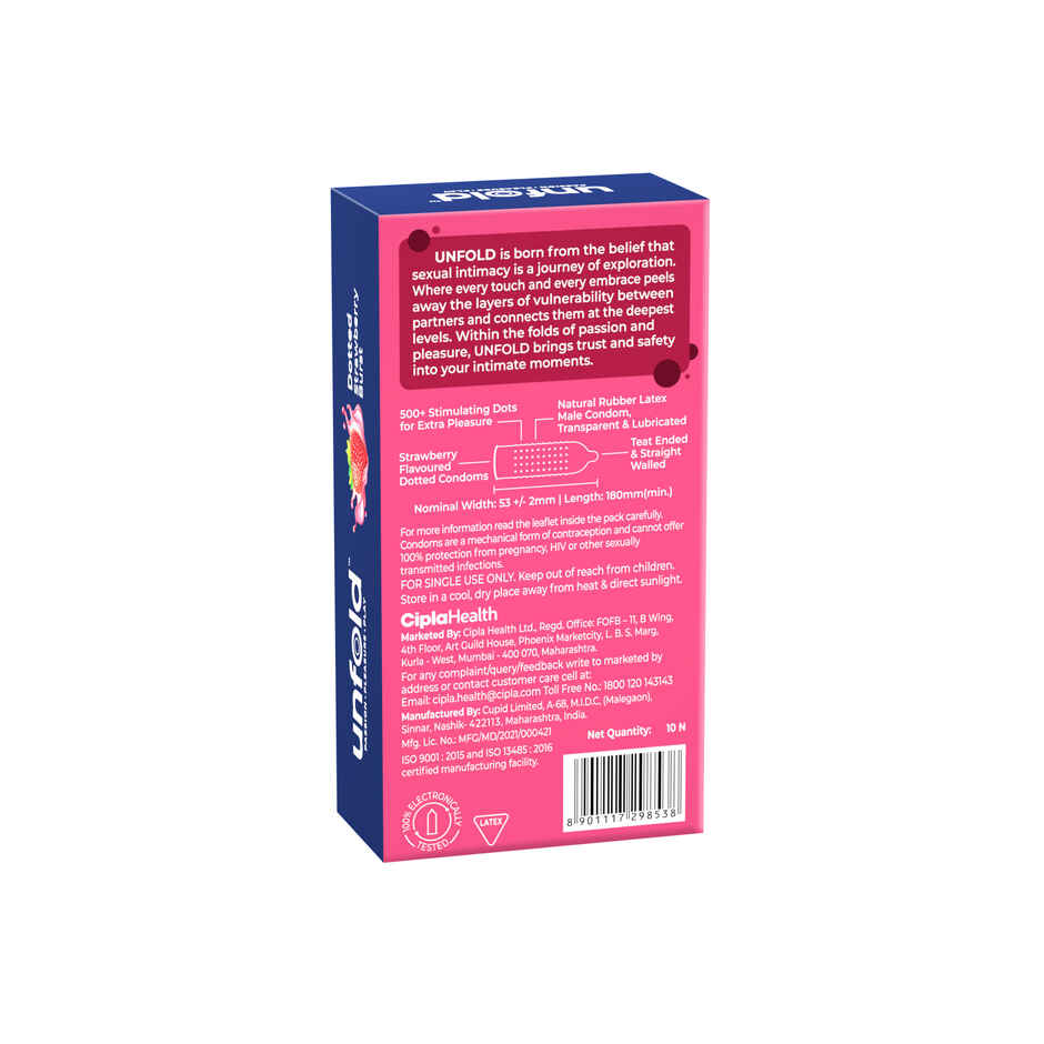 Unfold Cipla Health Unfold Strawberry Dotted Condoms