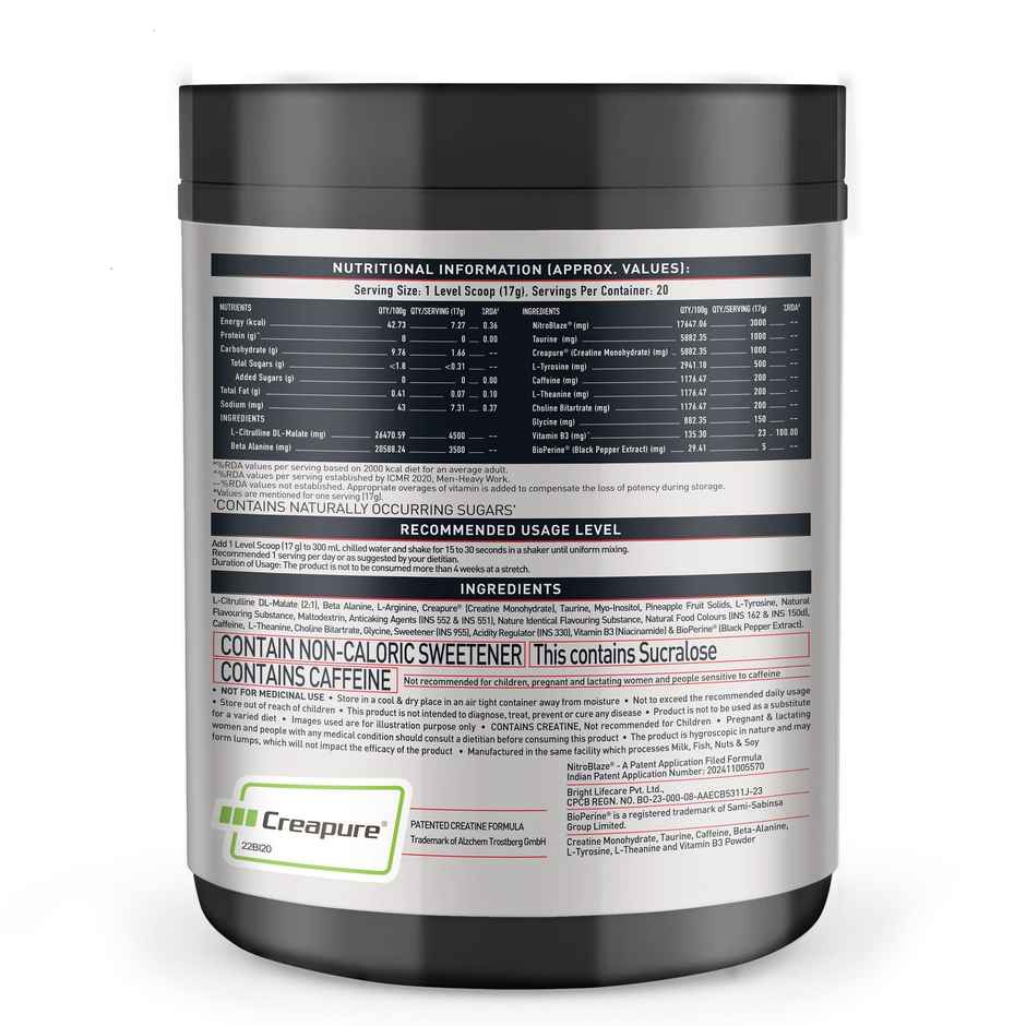 MuscleBlaze Pre Workout WrathX, (Fruit Fury, 20 Servings)