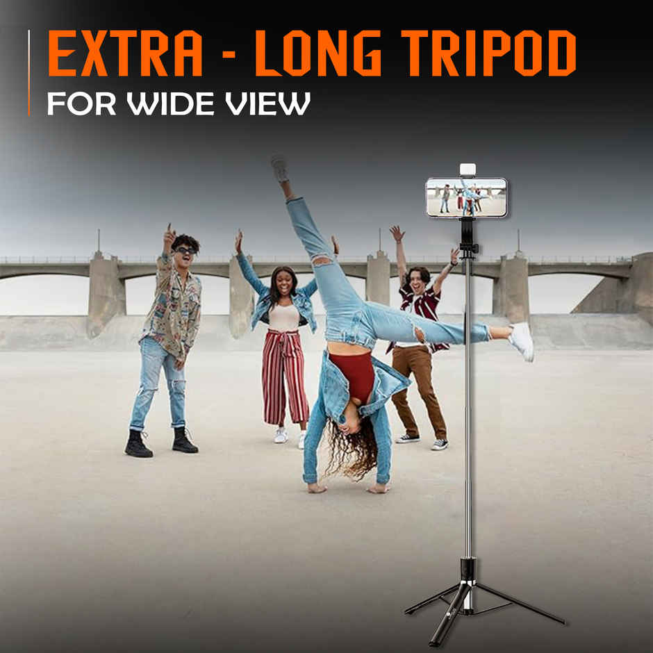 Kratos K9 170cm Bluetooth Selfie Stick Tripod with Light for iPhone & Smartphones