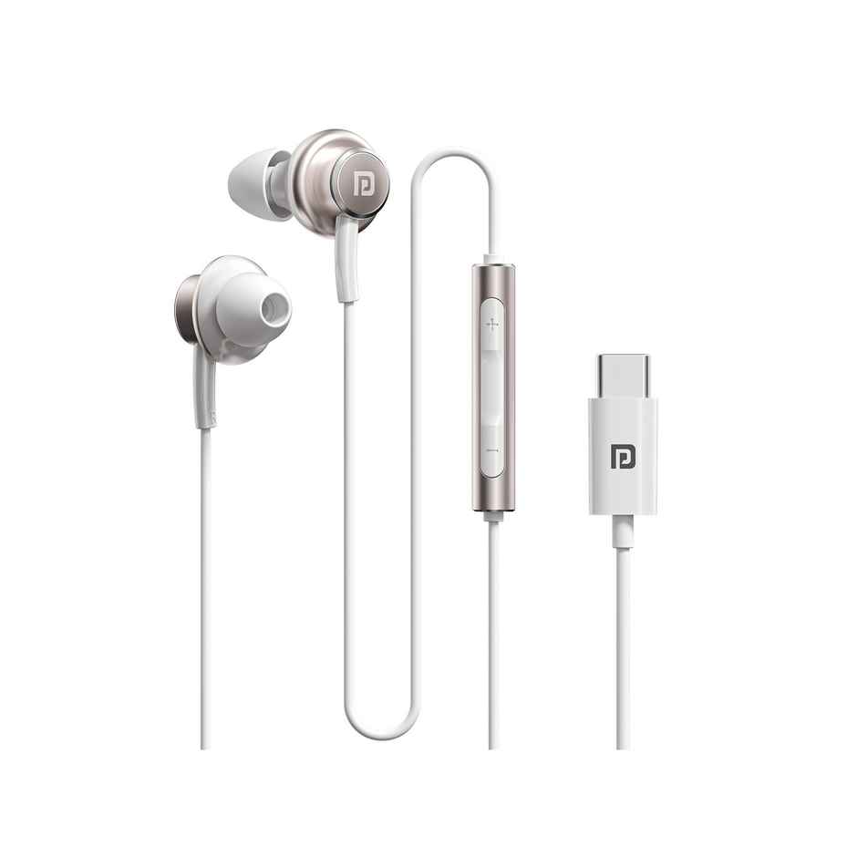 Portronics Conch Sigma C In-Ear Type-C Wired Earphones with In-Line HD Mic, Powerful Audio | White