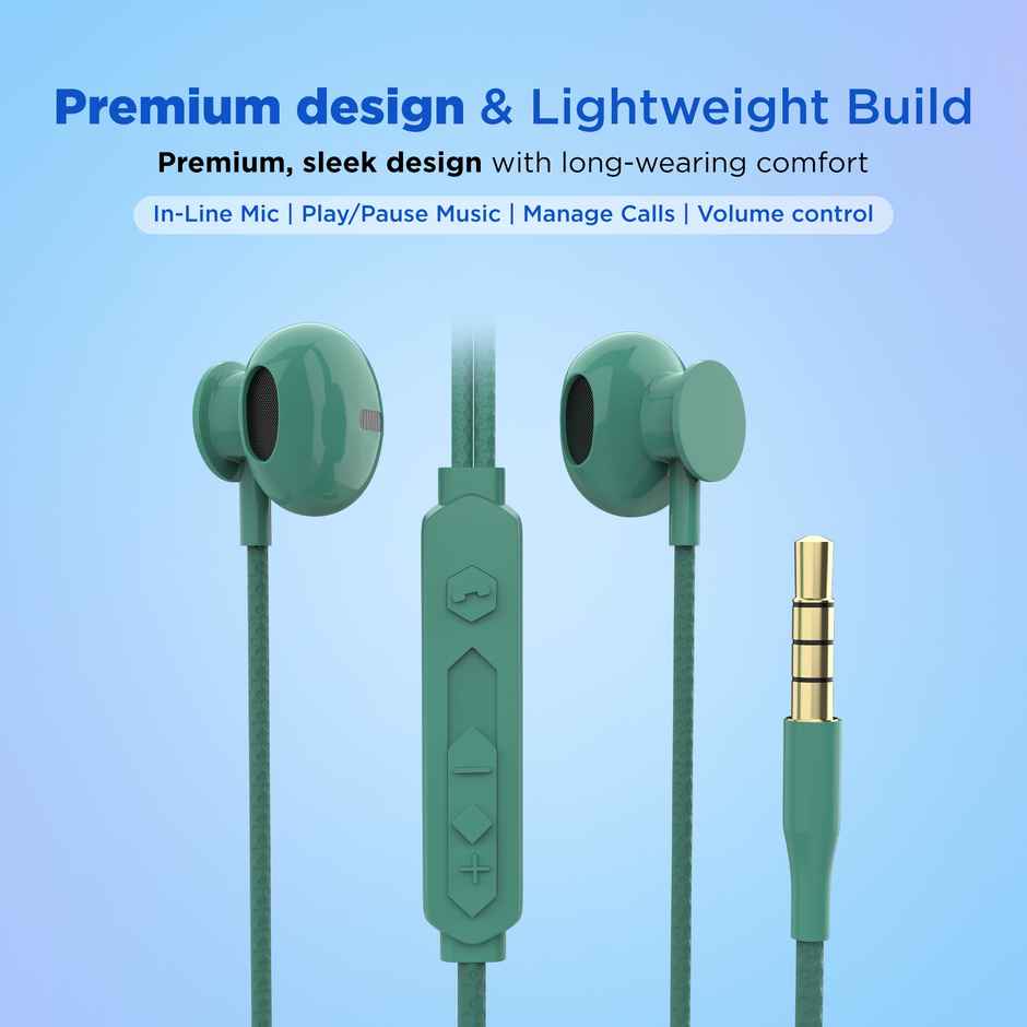 Aroma HF507 - 3.5mm Jack Clear Hi-Fi Sound With Volume Control Wired Earphone | Green