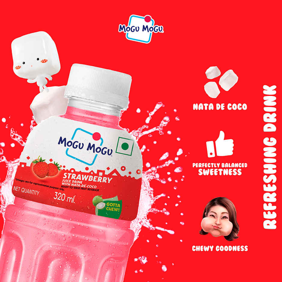 Mogu Mogu Strawberry Fruit Drink with Nata de Coco