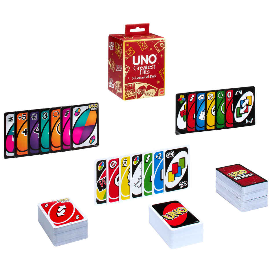 Mattel Games UNO Greatest Hits Gift Pack with 3 Card Games