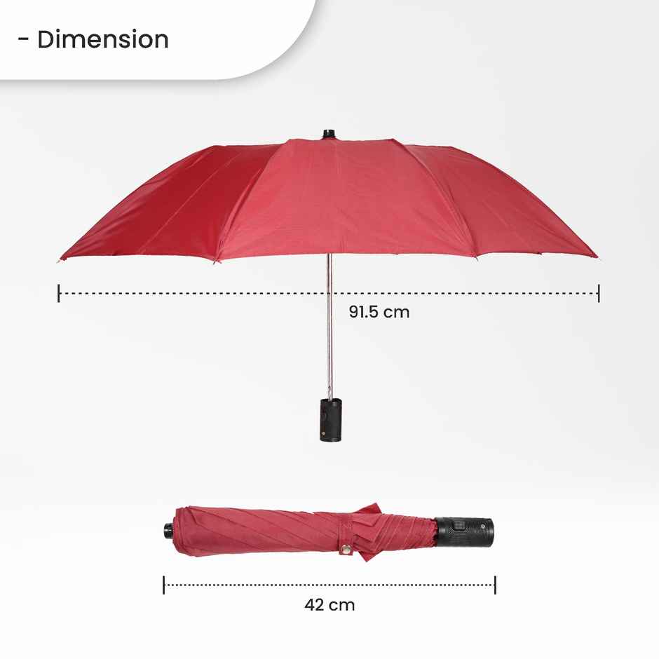 EUME Leatrix Auto-Open Lemon Umbrella | Maroon | 21 Inch | 2 Fold