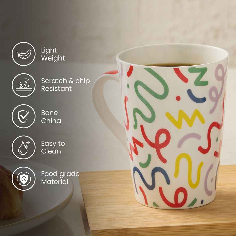 United Colors of Benetton Bone China Printed Mug | Microwave Safe | Gift Set - 320 ml