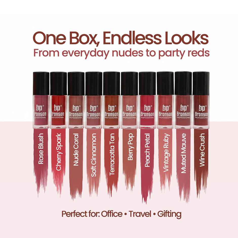Bronson Professional Silky Mousse Liquid Matte Lipstick  Pack Of 10