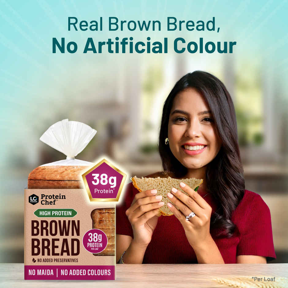 Protein Chef High Protein Brown Bread (38g Protein Zero Maida Wheat / No Color / Atta Bread)