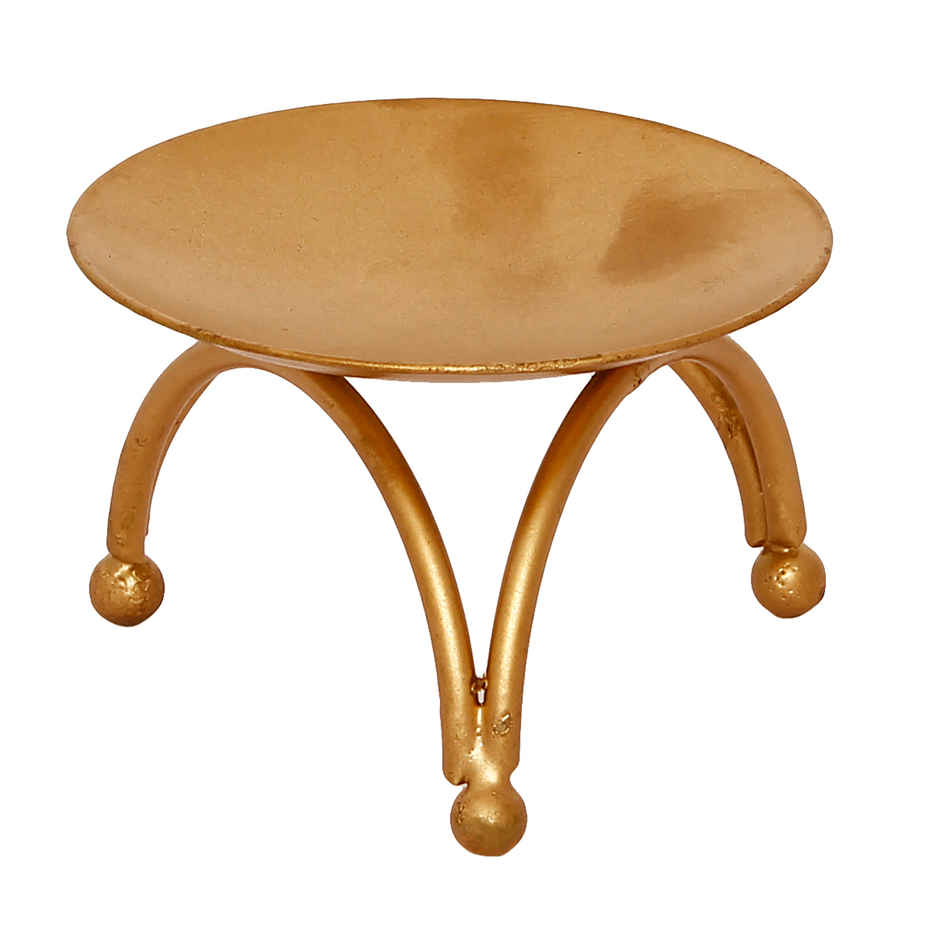 eCraftIndia Decorative Handcrafted Golden Metal Tea Light Candle Holder Stand