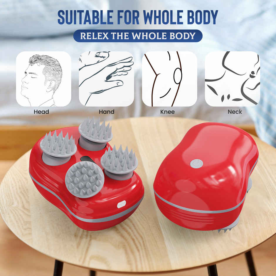 Aroma Head Massager For Scalp I Electric Scalp Massager For Hair Growth I Body Massager | Red
