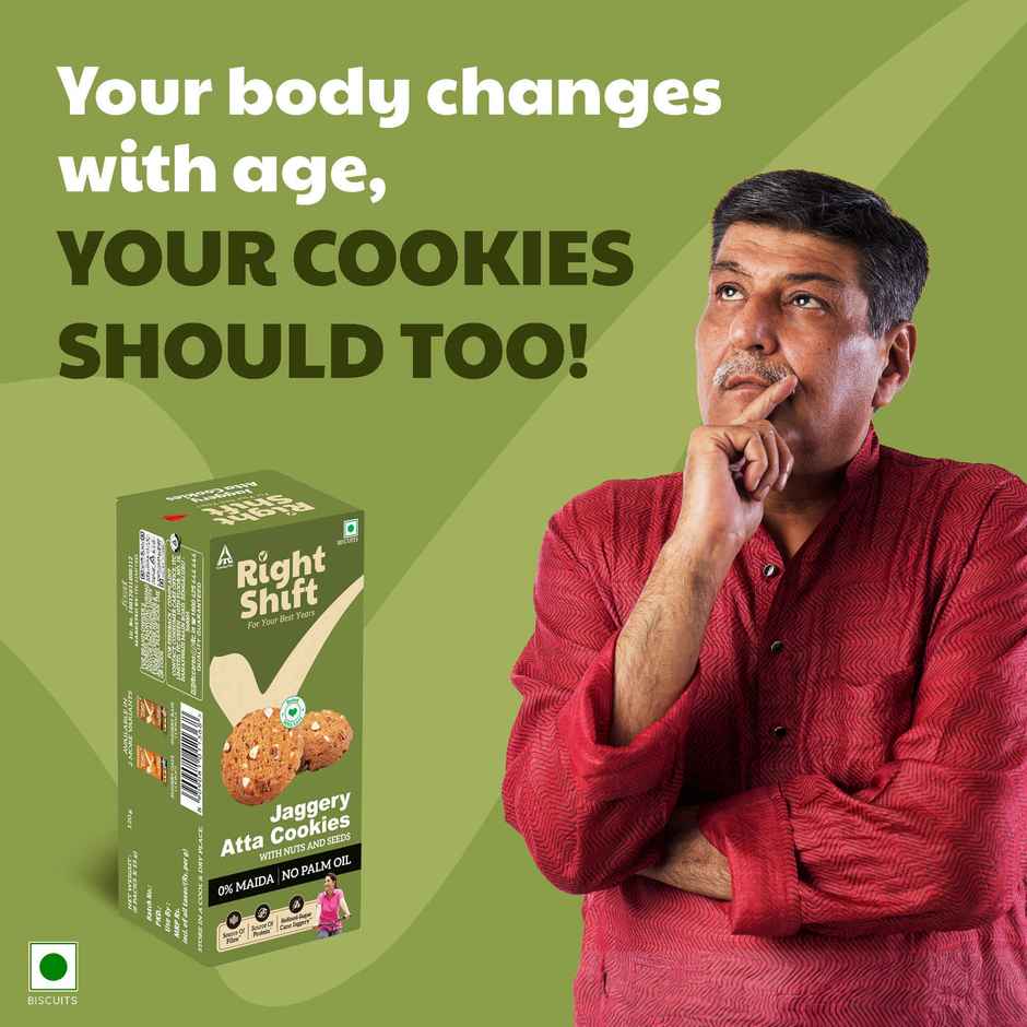 Right Shift Jaggery Atta Cookies | No Palm Oil, 0% Maida, Digestive Biscuits, Healthy Snack