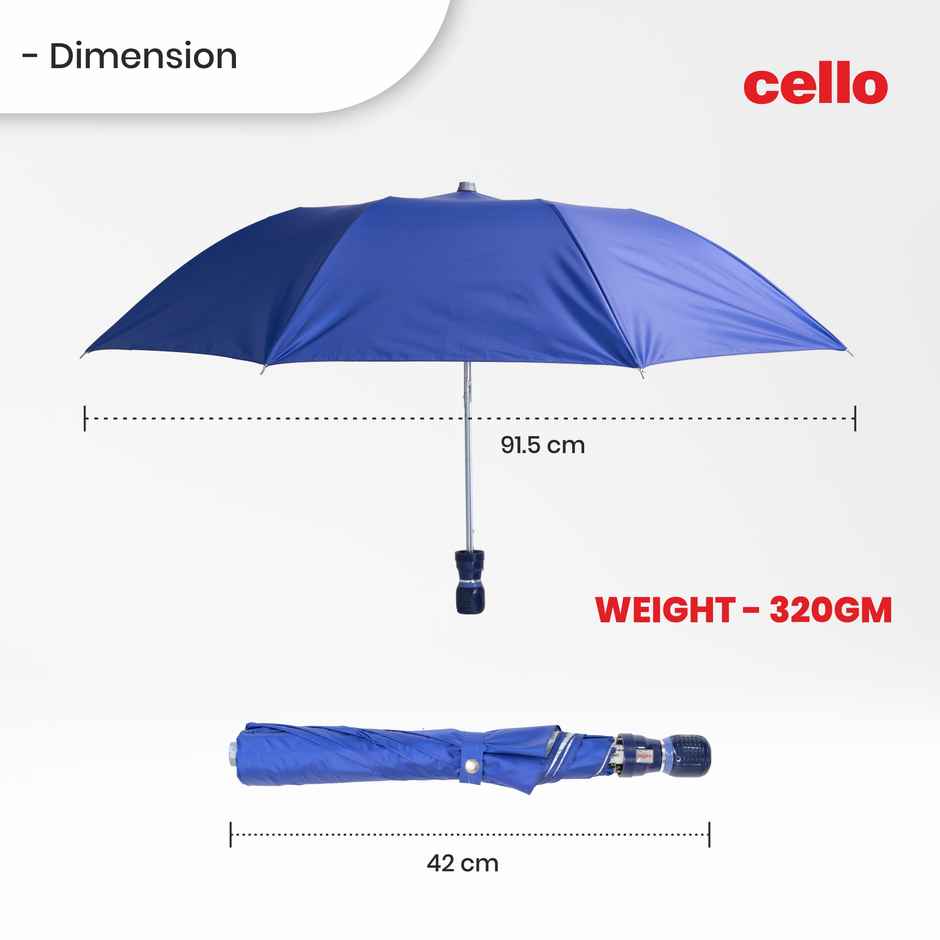 Cello Varsha 21 Inch 2 Fold Mix Mono Silver Umbrella | Royal Blue