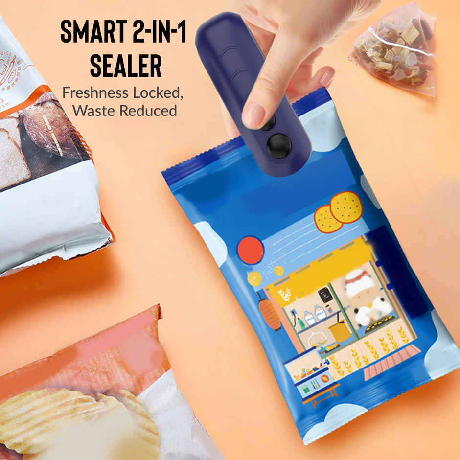 Aroma Portable Handheld Sealer for Mini Food Packet Sealer with Type C Charging Hand Held | Blue