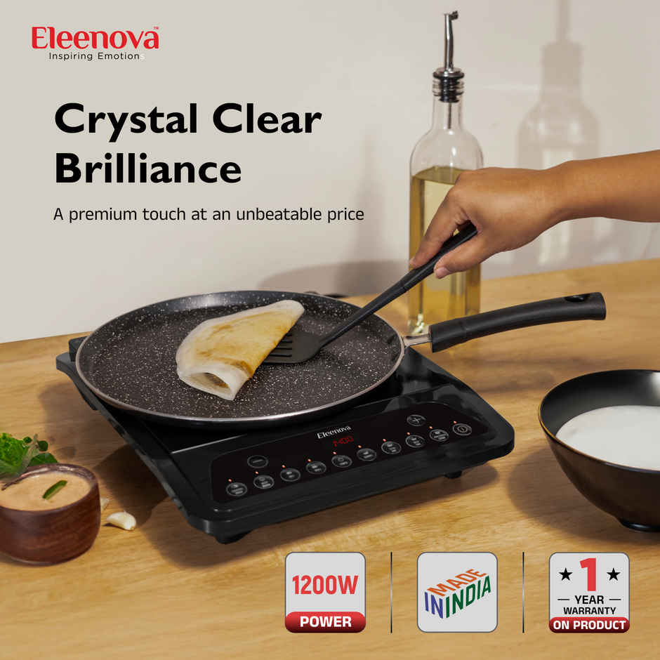 Eleenova Magnite 1200 Watts Superior Crystal Glass Push Button Induction Cooktop