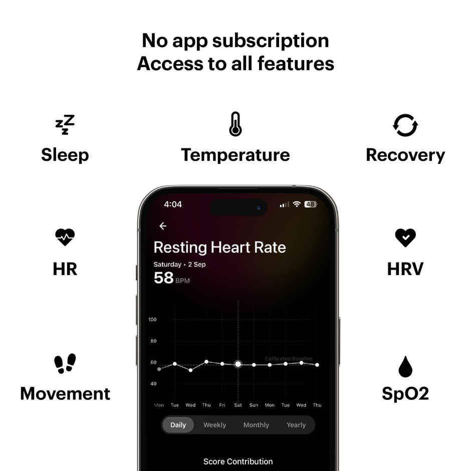 Ultrahuman Ring Air Smartring,6 Days Battery Life With Lifetime Free Subscription,Matte Grey,Size 9