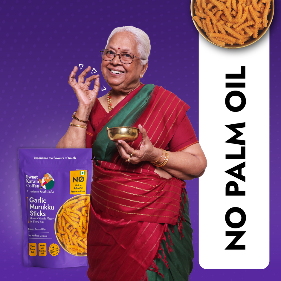 Sweet Karam Coffee Garlic Murukku Crisps (Chakli) - Namkeen Snacks