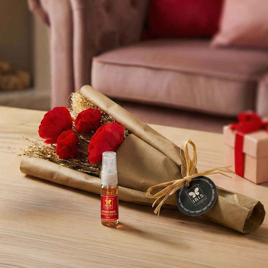 Everlasting Red Rose Love Dry Flower Bouquet with Fragrance Spray | Ideal for Gifting | IRIS