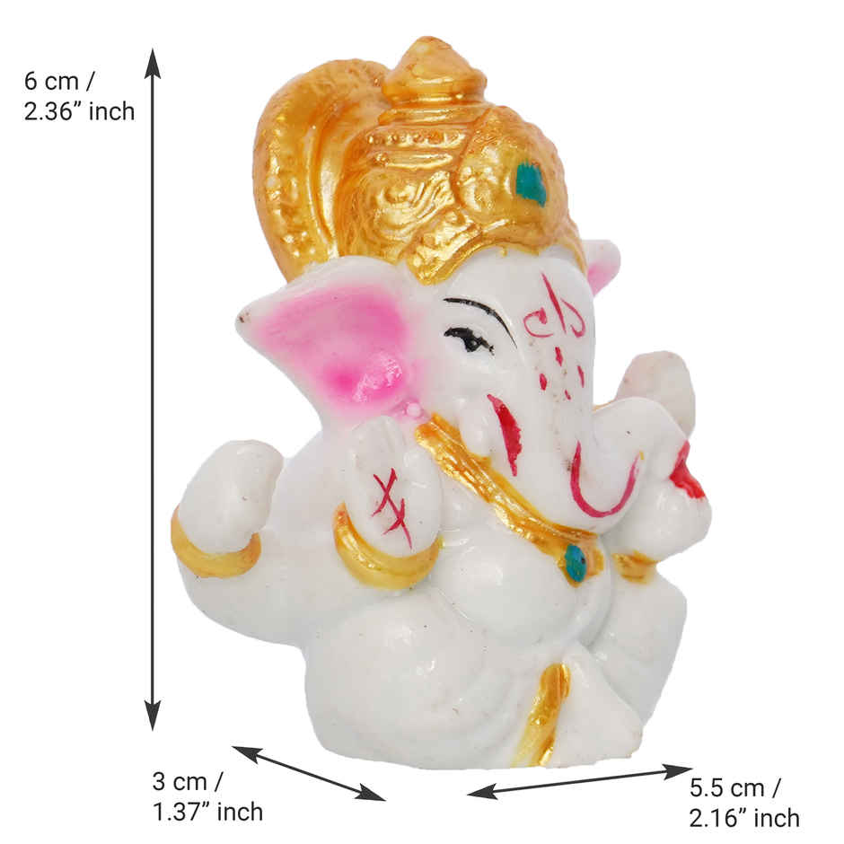eCraftIndia White Lord Ganesha Idol with Golden Mukut