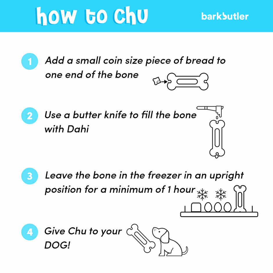 BarkButler Chu The Bone - Dog Chew Toy | 100% Natural Rubber Pet Toys | Adult Dog Toys For 10-30kg